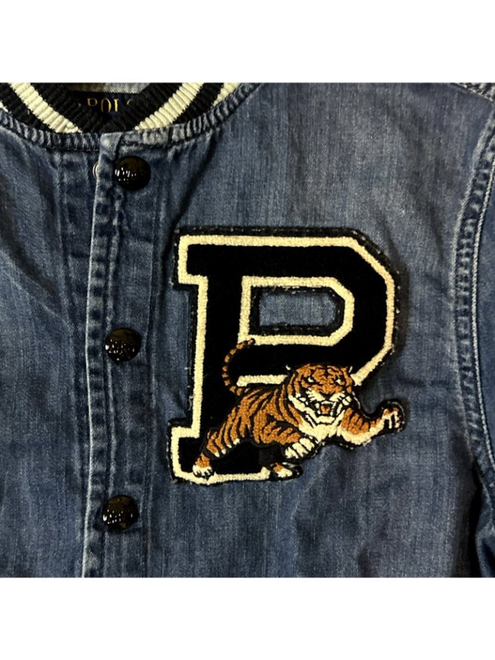 Polo Ralph Lauren Tiger Baseball Jacket Youth Junior Large Soft Lightweight - Picture 2 of 10